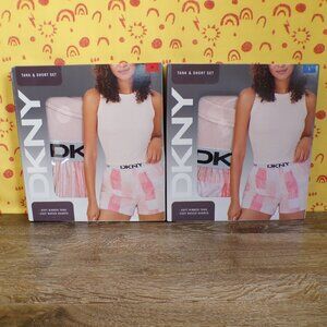DKNY NWT Women’s Tank & Short Set Pink (Pearl Cream, Stripe Print): Med & Large